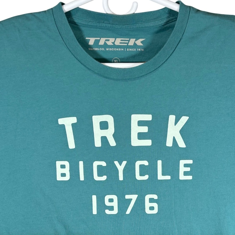 Trek Bicycle 1976 Ombre Graphic T-Shirt Mens XL Teal Green Sportiqe Cotton Tee